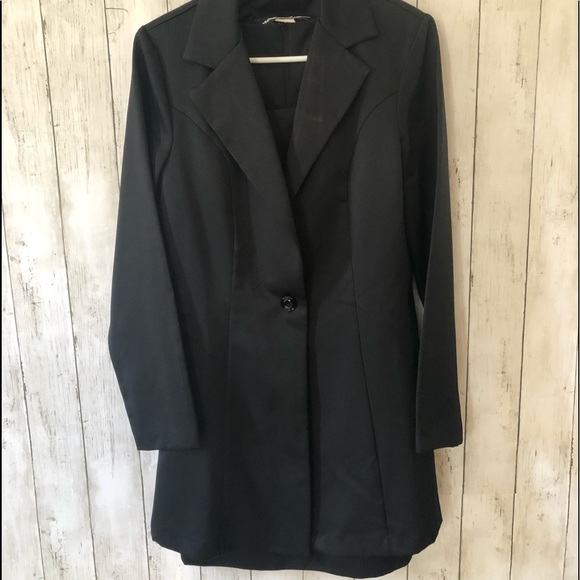 MEGHAN ELISSE Dresses & Skirts - 2 PC WOMENS BLACK SILK FITTED SUIT Coat BY MEGHAN ELISSE SZ-11/12 & 7/8 dress